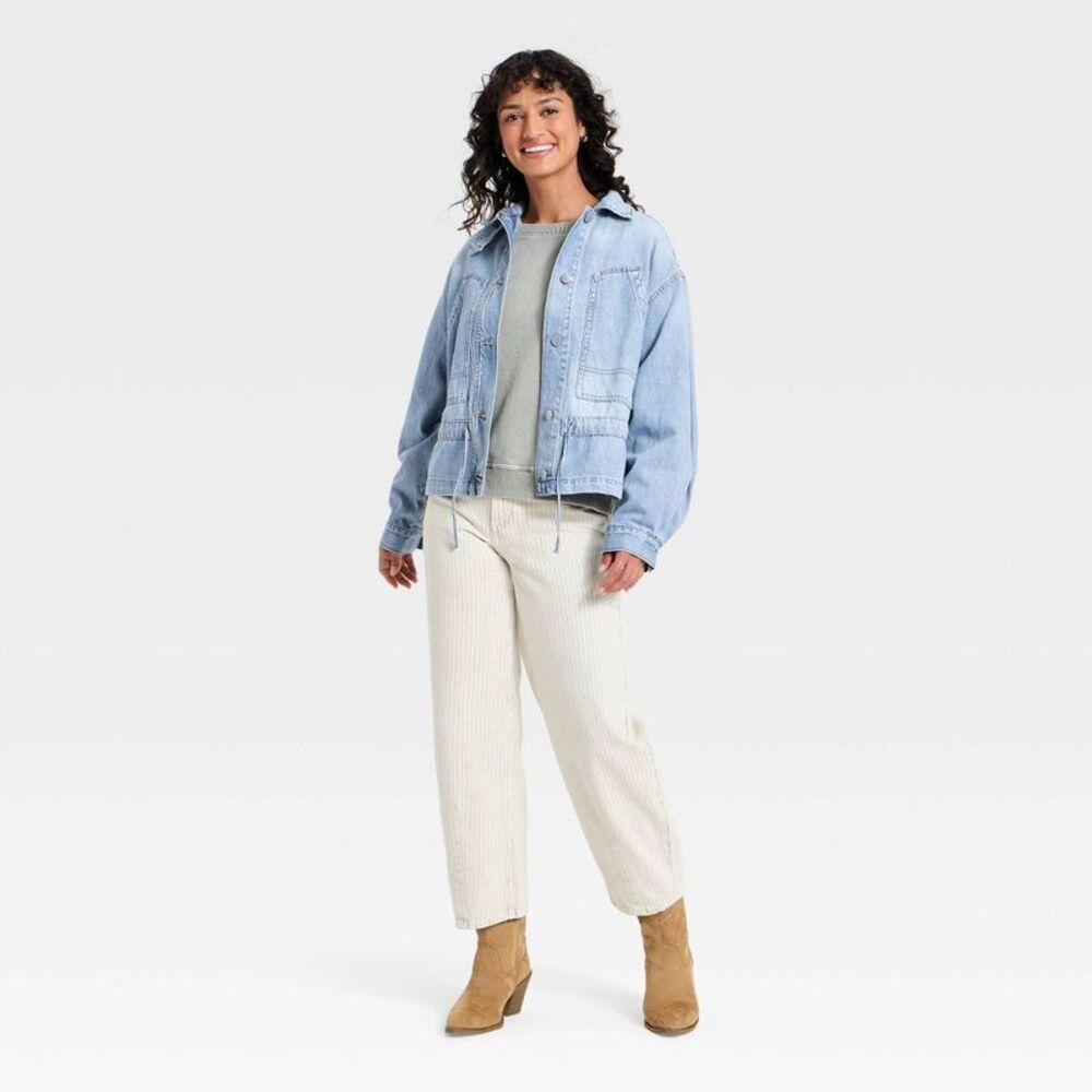 Women's Cinched Denim Jacket - Universal Thread Light Wash M - Picture 3 of 3